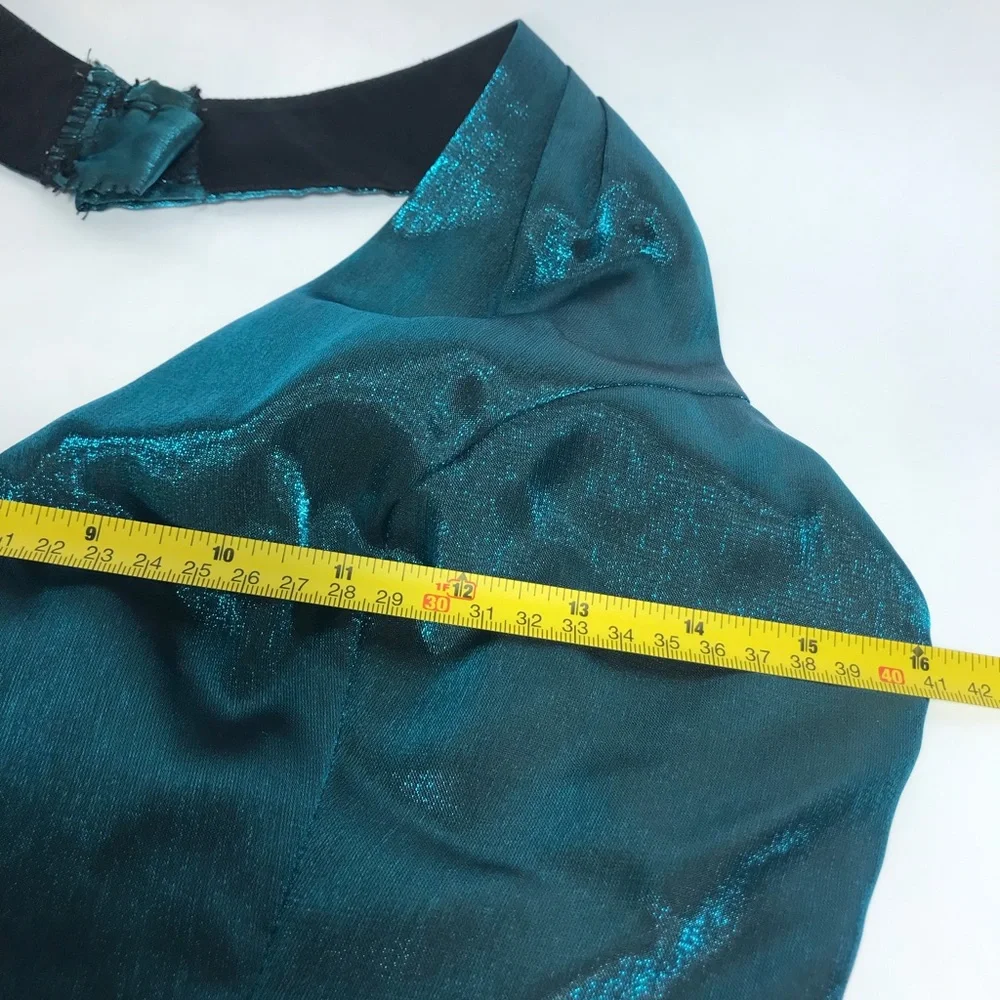 Eden Maids Teal Shimmer Two Piece Halter Maxi Dress Size 4